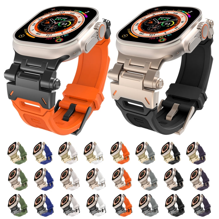 For Apple Watch 42mm Stainless Steel Connector TPU Watch Band(Black Starlight)