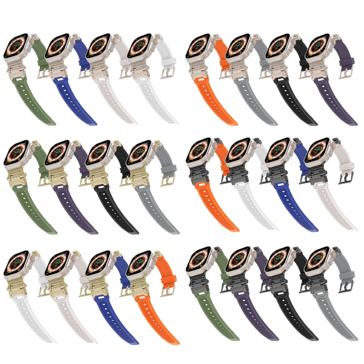 For Apple Watch 42mm Stainless Steel Connector TPU Watch Band(Titanium White)