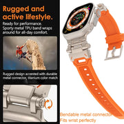 For Apple Watch 42mm Stainless Steel Connector TPU Watch Band(Titanium White)