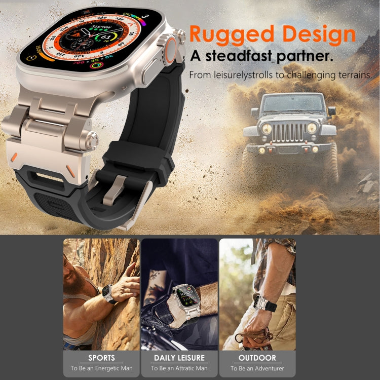 For Apple Watch 42mm Stainless Steel Connector TPU Watch Band(Gold Grey)