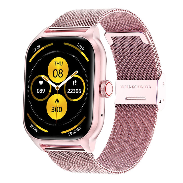 LEMFO LT10 2.01 inch TFT Screen Smart Watch Supports Bluetooth Call / Wellness Tracking, Steel Strap(Pink)