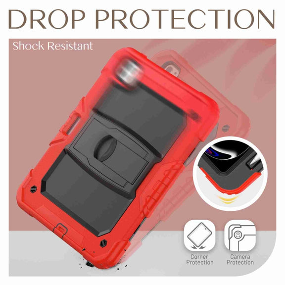 For iPad Pro 11 2024 Silicone Hydric PC Tablet Case with Shoulder Strap & Holder(Red)
