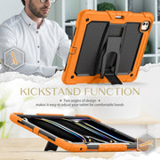For iPad Pro 13 2024 Silicone Hydric PC Tablet Case with Shoulder Strap & Holder(Orange)