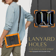 For iPad Pro 13 2024 Silicone Hydric PC Tablet Case with Shoulder Strap & Holder(Orange)