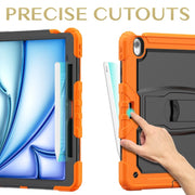 For iPad Air 13 2025 / 2024 Silicone Hydric PC Tablet Case with Shoulder Strap & Holder(Orange)