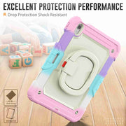 For iPad Air 11 2025 / 2024 Handle Silicone Hydric PC Tablet Case with Shoulder Strap(Rainbow Pink)