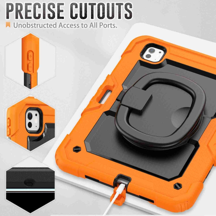 For iPad Pro 11 2024 Handle Silicone Hydric PC Tablet Case with Shoulder Strap(Orange)