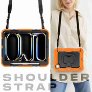 For iPad Pro 11 2024 Handle Silicone Hydric PC Tablet Case with Shoulder Strap(Orange)