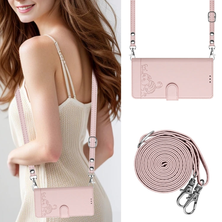 For Ulefone Note 14 Cat Rat Embossed Pattern RFID Leather Phone Case with Lanyard(Pink)