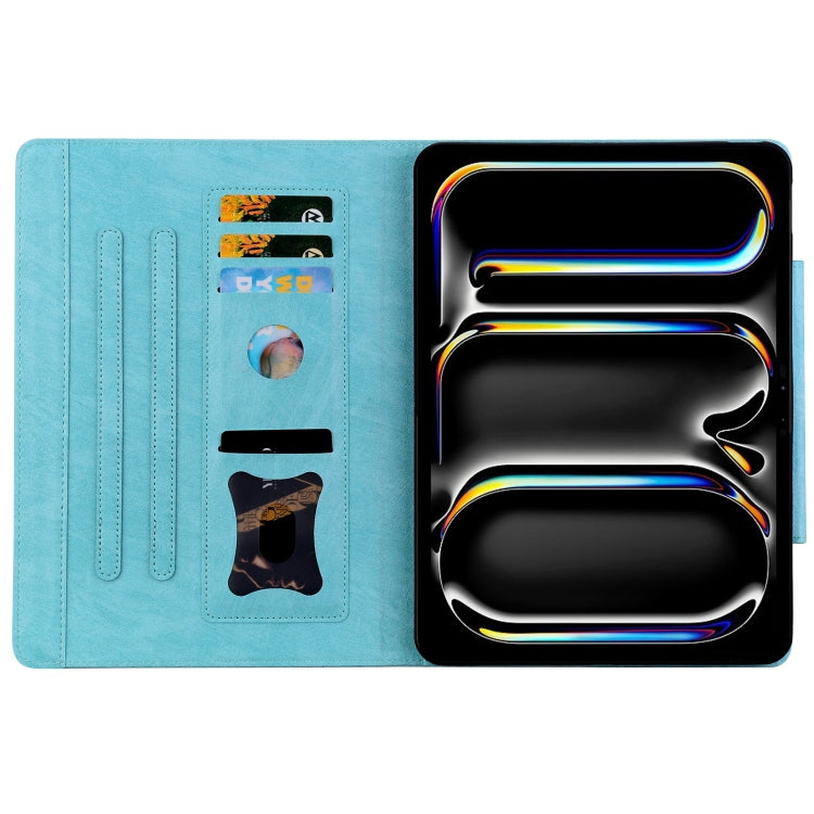 For iPad Air 13 2024 Cat Buckle Leather Smart Tablet Case(Sky Blue)