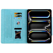 For iPad Pro 11 2024 Cat Buckle Leather Smart Tablet Case(Sky Blue)