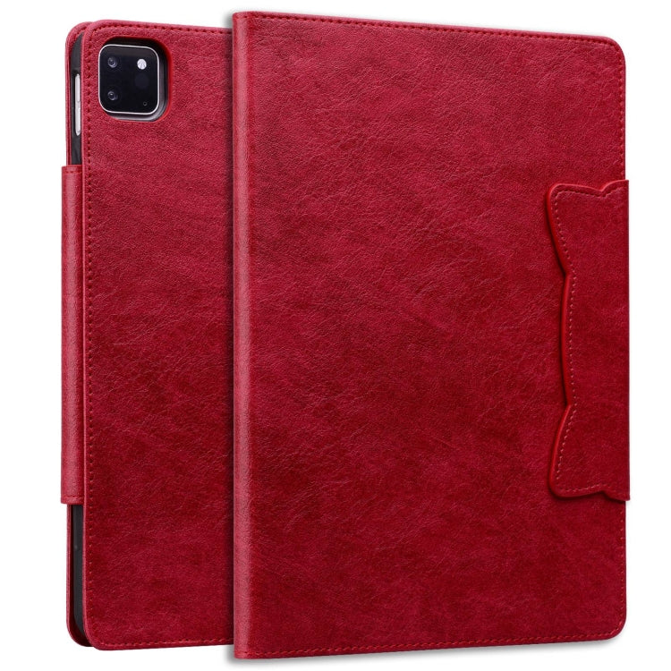 For iPad Pro 11 2024 Cat Buckle Leather Smart Tablet Case(Red)