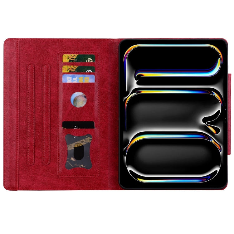 For iPad Pro 11 2024 Cat Buckle Leather Smart Tablet Case(Red)