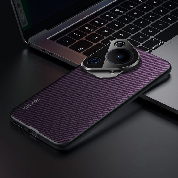 For Huawei Pura 70 Ultra SULADA 600D Kevlar Texture PC Shockproof Phone Case(Purple)