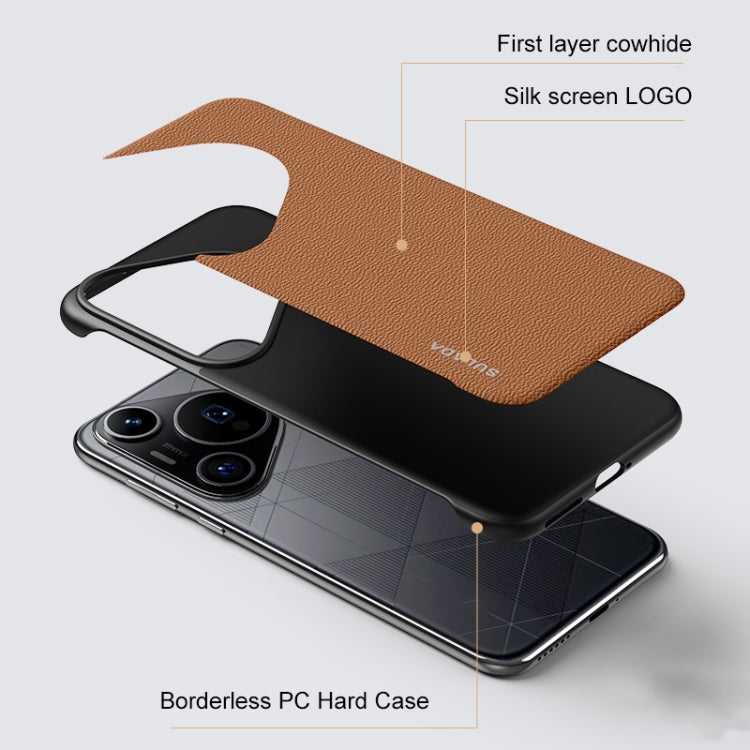 For Huawei Pura 70 Pro / 70 Pro+ SULADA Frameless Top Layer Cowhide Leather + PC Phone Case(Brown)