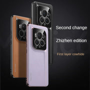 For Honor Magic6 Pro / Magic6 Ultimate SULADA Frameless Top Layer Cowhide Leather + PC Phone Case(Brown)