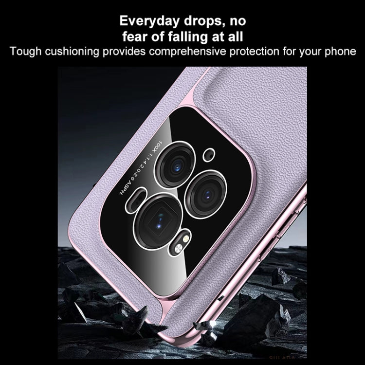 For Honor Magic6 Pro / Magic6 Ultimate SULADA Frameless Top Layer Cowhide Leather + PC Phone Case(Purple)