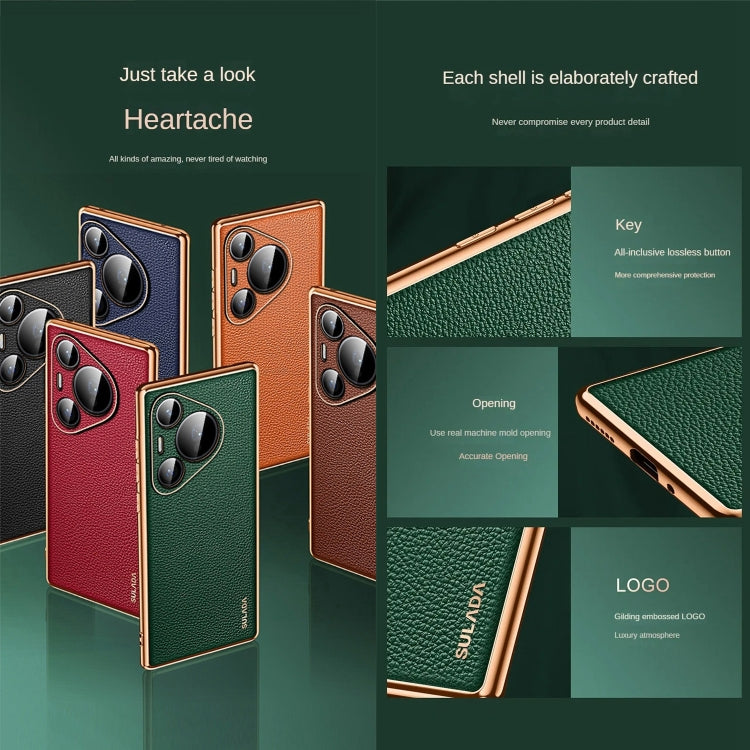 For Huawei Pura 70 Pro SULADA TPU + Litchi Texture Leather Phone Case(Black)