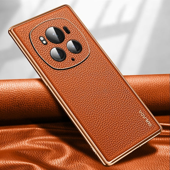 For Honor Magic6 Pro SULADA TPU + Litchi Texture Leather Phone Case(Orange)