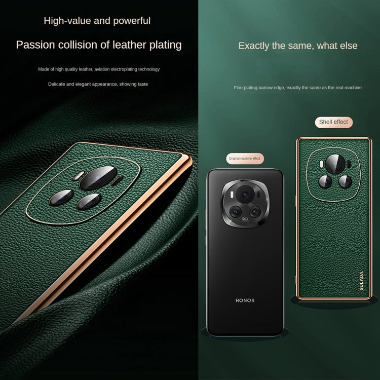 For Honor Magic6 SULADA TPU + Litchi Texture Leather Phone Case(Green)