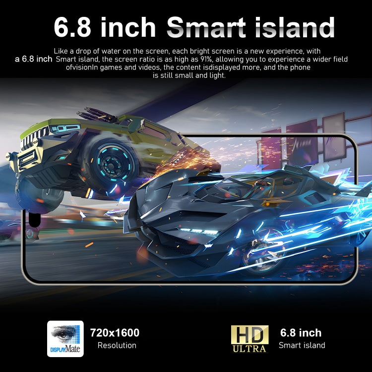 VD1 / i15 Pro Max, 3GB+64GB, 6.8 inch Screen, Face Identification, Android 10.0 MTK6753 Octa Core, Network: 4G, Dual SIM(White)