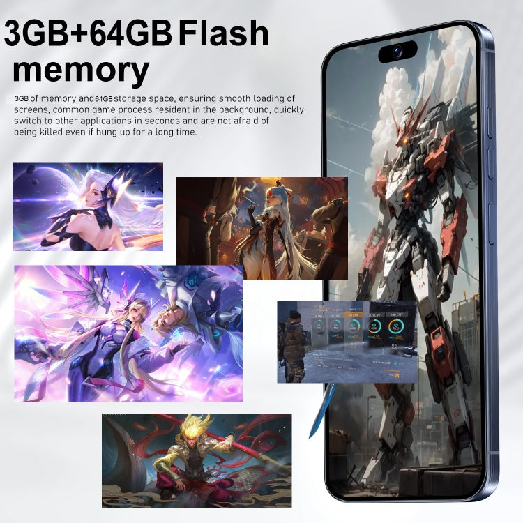 VD1 / i15 Pro Max, 3GB+64GB, 6.8 inch Screen, Face Identification, Android 10.0 MTK6753 Octa Core, Network: 4G, Dual SIM(White)
