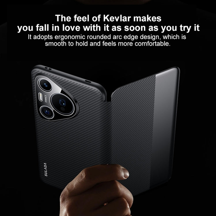 For Huawei Mate 70 SULADA Kevlar 600D Texture Smart Window Leather Phone Case(Black)