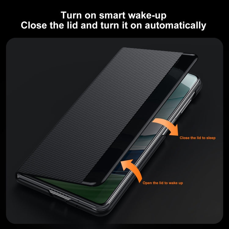 For Huawei Mate X5 SULADA Kevlar 600D Texture Smart Window Leather Phone Case(Brown)