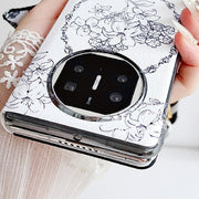 For Huawei Mate X5 / X2 Sketching Flowers Flip Leather Phone Case(Black)