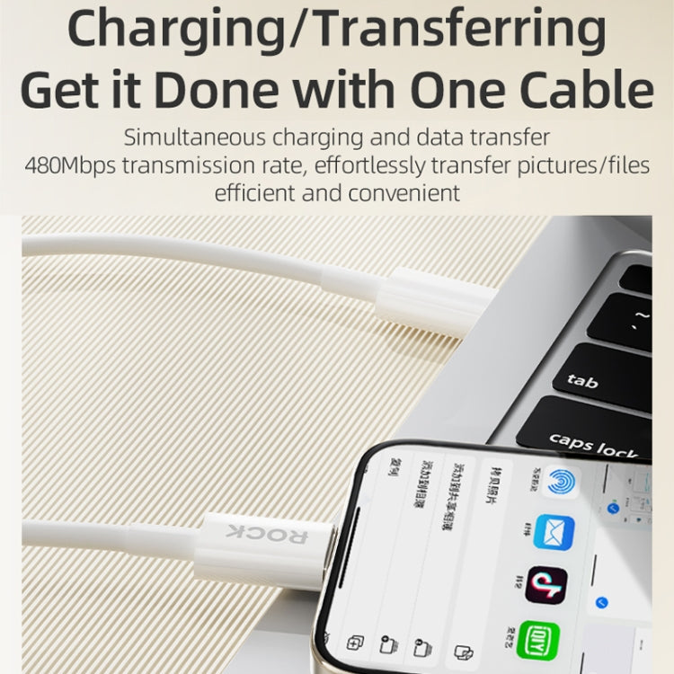ROCK P8 Prime Series 1m USB-C / Type-C Fast Charging Data Cable, Interface:PD27W 8 Pin(White)