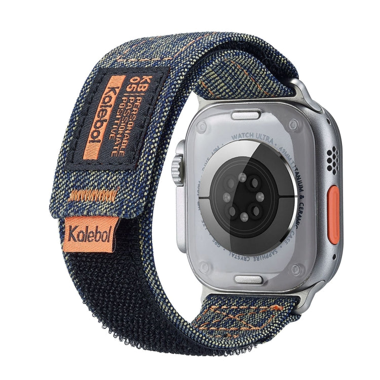 For Apple Watch Ultra 2 49mm Cowboy Nylon Hook and Loop Fastener Watch Band(Dark Blue)