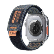 For Apple Watch SE 2023 44mm Cowboy Nylon Hook and Loop Fastener Watch Band(Black)