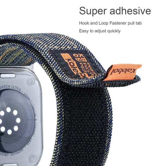 For Apple Watch SE 2023 44mm Cowboy Nylon Hook and Loop Fastener Watch Band(Black)