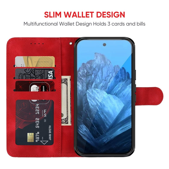 For Google Pixel 9 / 9 Pro Skin Feel Geometric Lines Leather Phone Case(Red)