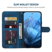 For Google Pixel 9 / 9 Pro Skin Feel Geometric Lines Leather Phone Case(Blue)