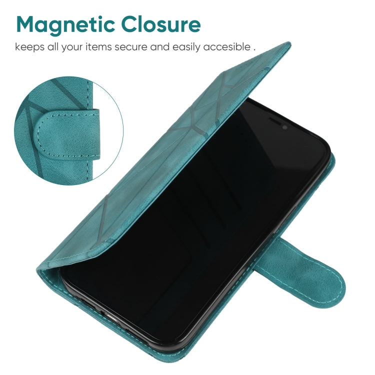 For Google Pixel 9 / 9 Pro Skin Feel Geometric Lines Leather Phone Case(Green)