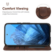 For Google Pixel 9 / 9 Pro Skin Feel Geometric Lines Leather Phone Case(Brown)