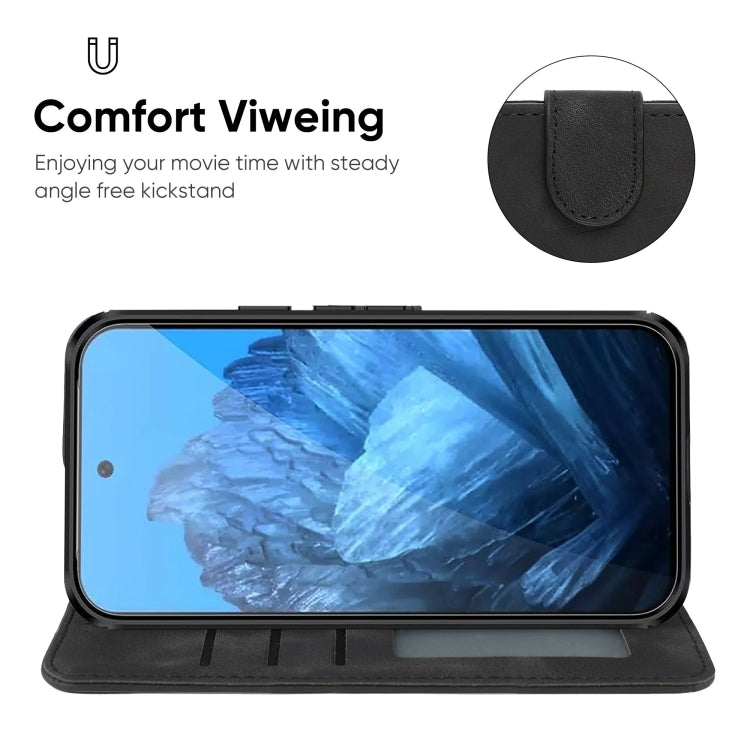 For Google Pixel 9 Pro XL Skin Feel Geometric Lines Leather Phone Case(Black)