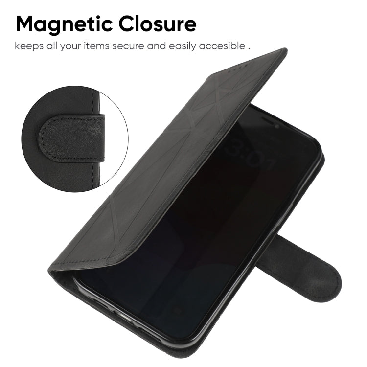 For Google Pixel 9 Pro XL Skin Feel Geometric Lines Leather Phone Case(Black)