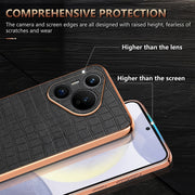 For Huawei Pura 70 AZNS Electroplated Frame Crocodile Texture Full Coverage Phone Case(Blue)
