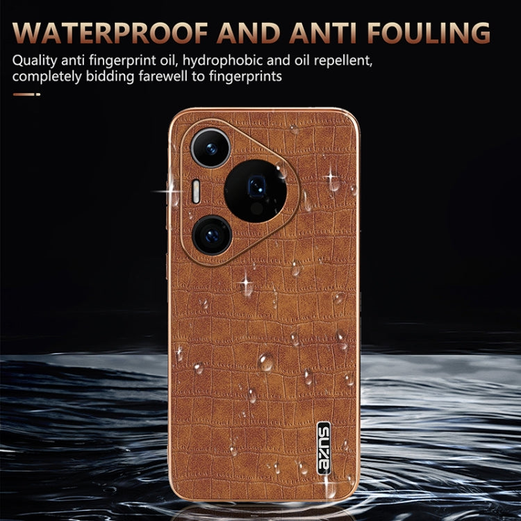 For Huawei Pura 70 Pro / 70 Pro+ AZNS Electroplated Frame Crocodile Texture Full Coverage Phone Case(Green)