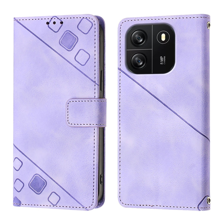 For Blackview Wave 6C Skin Feel Embossed Leather Phone Case(Light Purple)