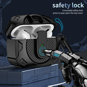 For AirPods 4 Lock Shockproof Bluetooth Earphone Protective Case(Black Silver)