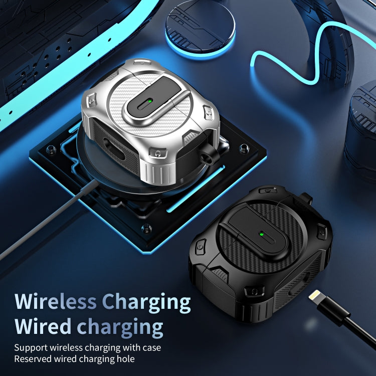 For AirPods 4 Lock Shockproof Bluetooth Earphone Protective Case(Black Blue)
