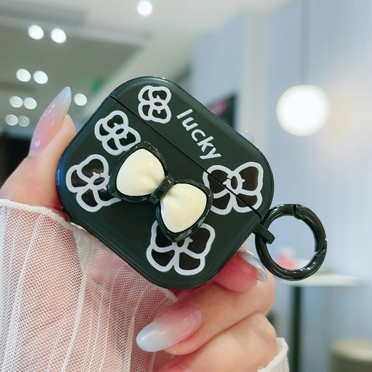 For AirPods Pro 2 / Pro 3D Colorful Pattern Bluetooth Earphone Protective Case(Black Bow)