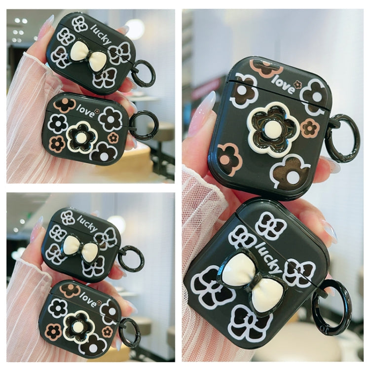 For AirPods 3 3D Colorful Pattern Bluetooth Earphone Protective Case(Black Bow)