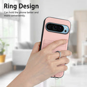 For Google Pixel 9 / 9 Pro R20 Ring Card Holder Phone Case(Pink)