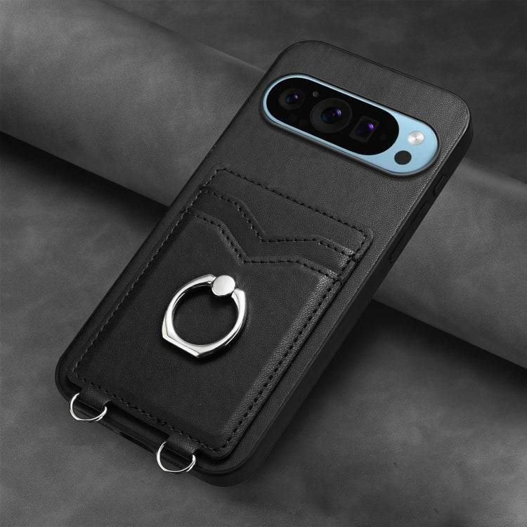 For Google Pixel 9 / 9 Pro R20 Ring Card Holder Phone Case(Black)