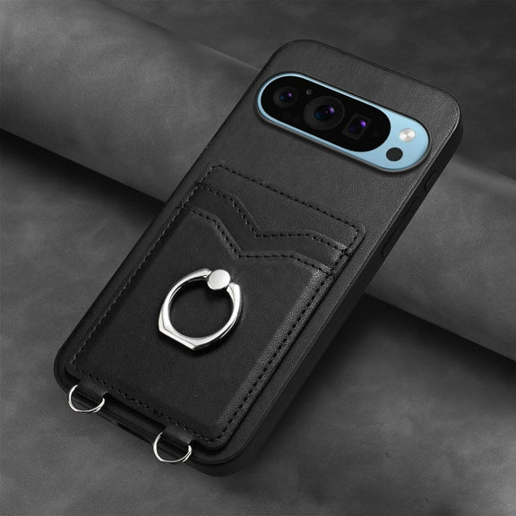 For Google Pixel 9 / 9 Pro R20 Ring Card Holder Phone Case(Black)