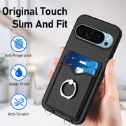 For Google Pixel 9 / 9 Pro R20 Ring Card Holder Phone Case(Black)